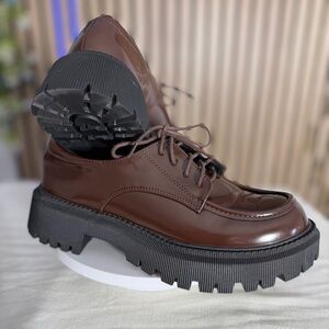 🔥 Unisex 👫 CIDER PLATFORM POLISHED LOAFERS Brown 👞 shoes Black Sole. READ NOTE 📝